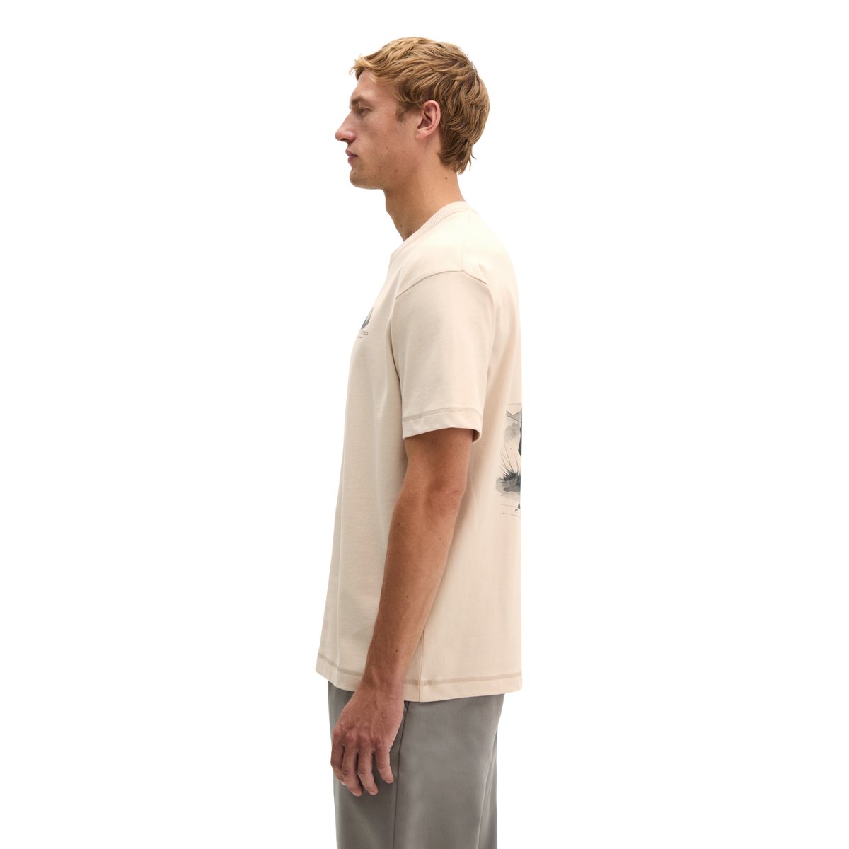 T-shirt surdimensionné avec un grand imprimé au dos beige, MARC O'POLO