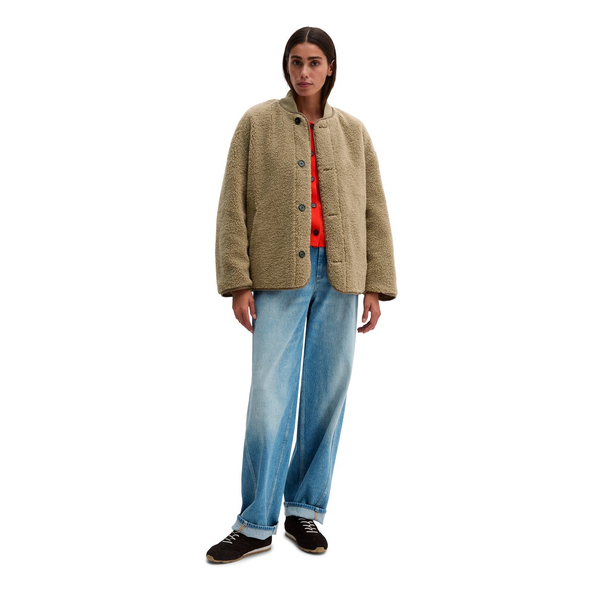 Veste réversible coupe classique en nylon ripstop et en peluche Teddy marron, MARC O'POLO