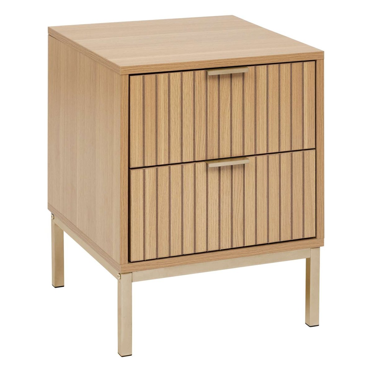 Table de chevet 2 tiroirs en bois TASSO marron, ATMOSPHERA