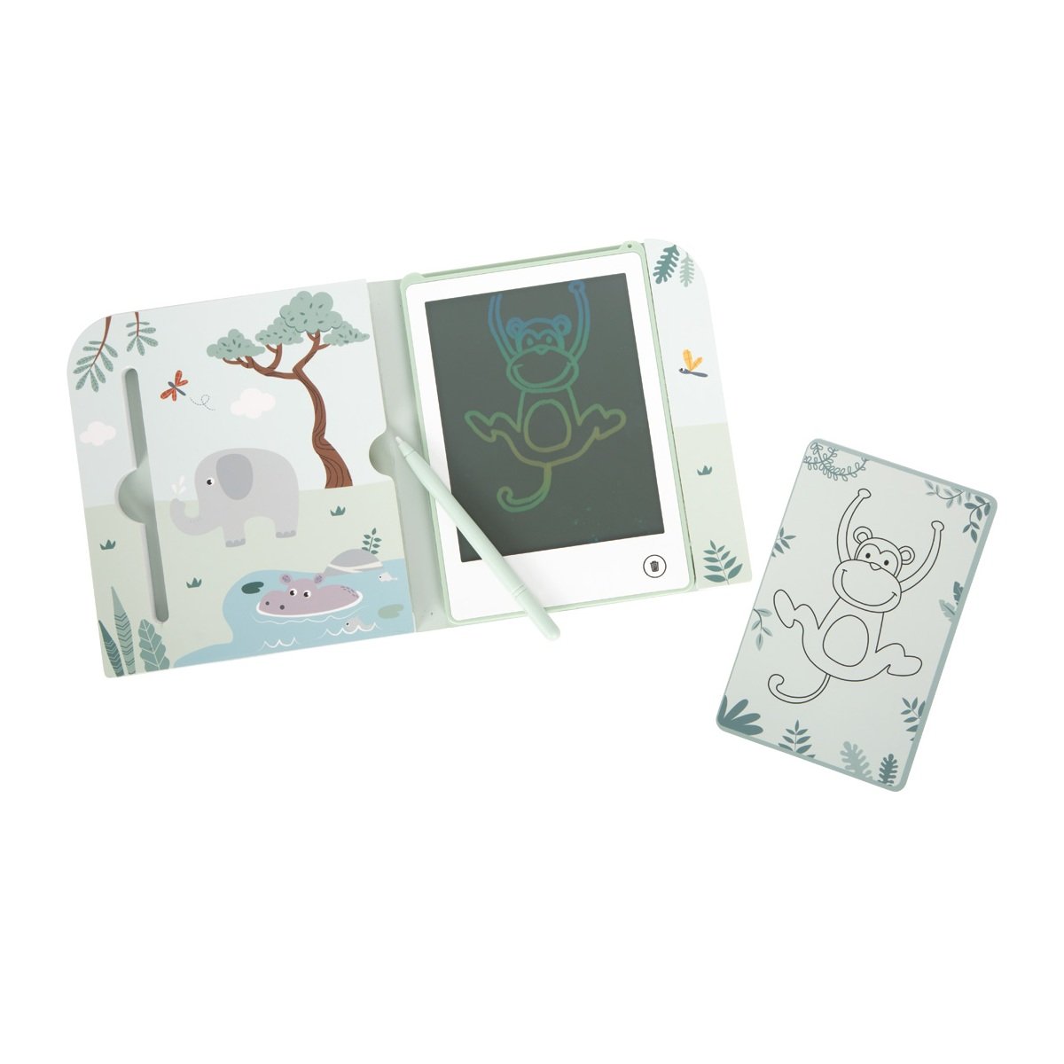 Livre de coloriage LCD motifs Safari vert, SMALL FOOT COMPANY