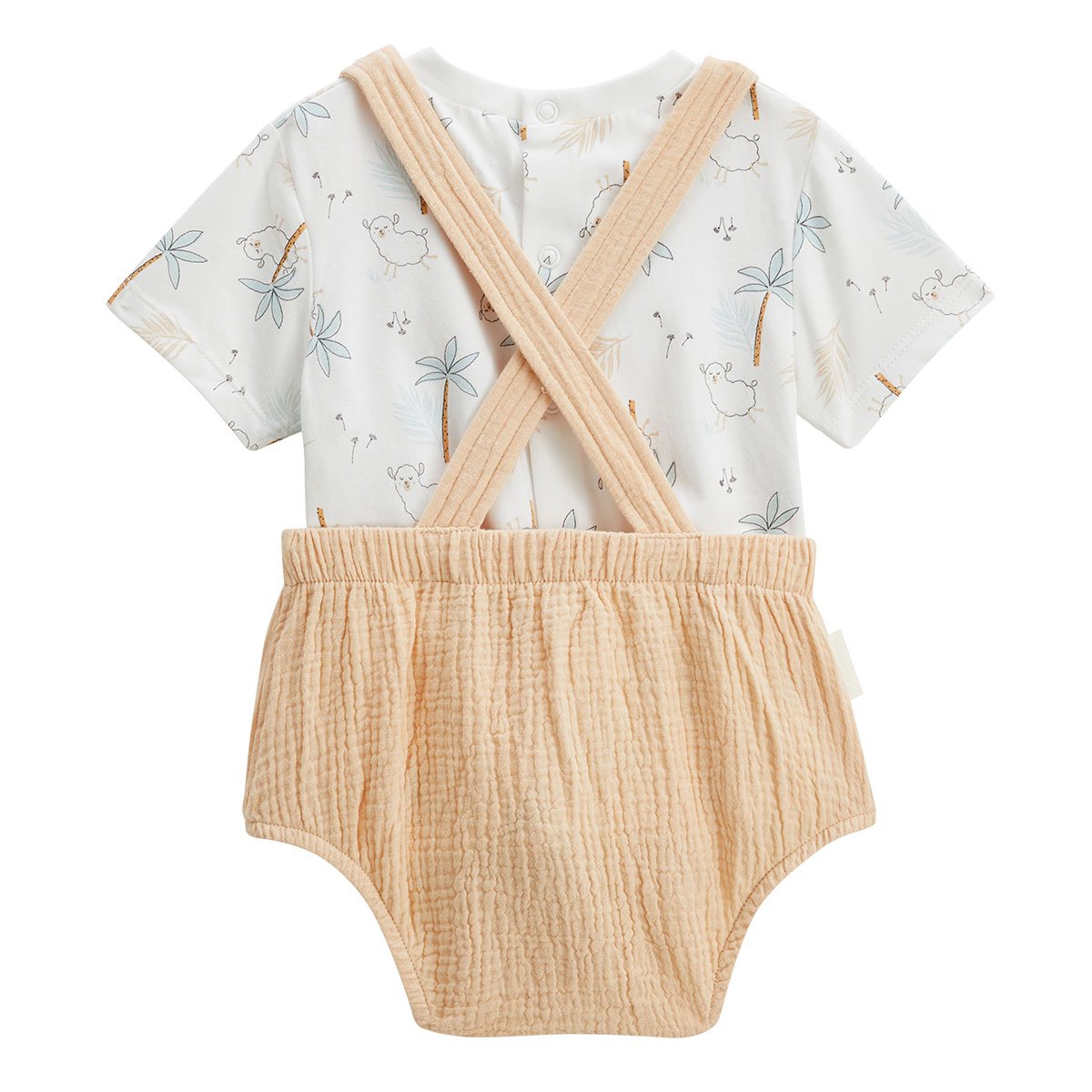 Ensemble salopette bébé en gaze de coton et t-shirt Noisette orange, PETIT BEGUIN