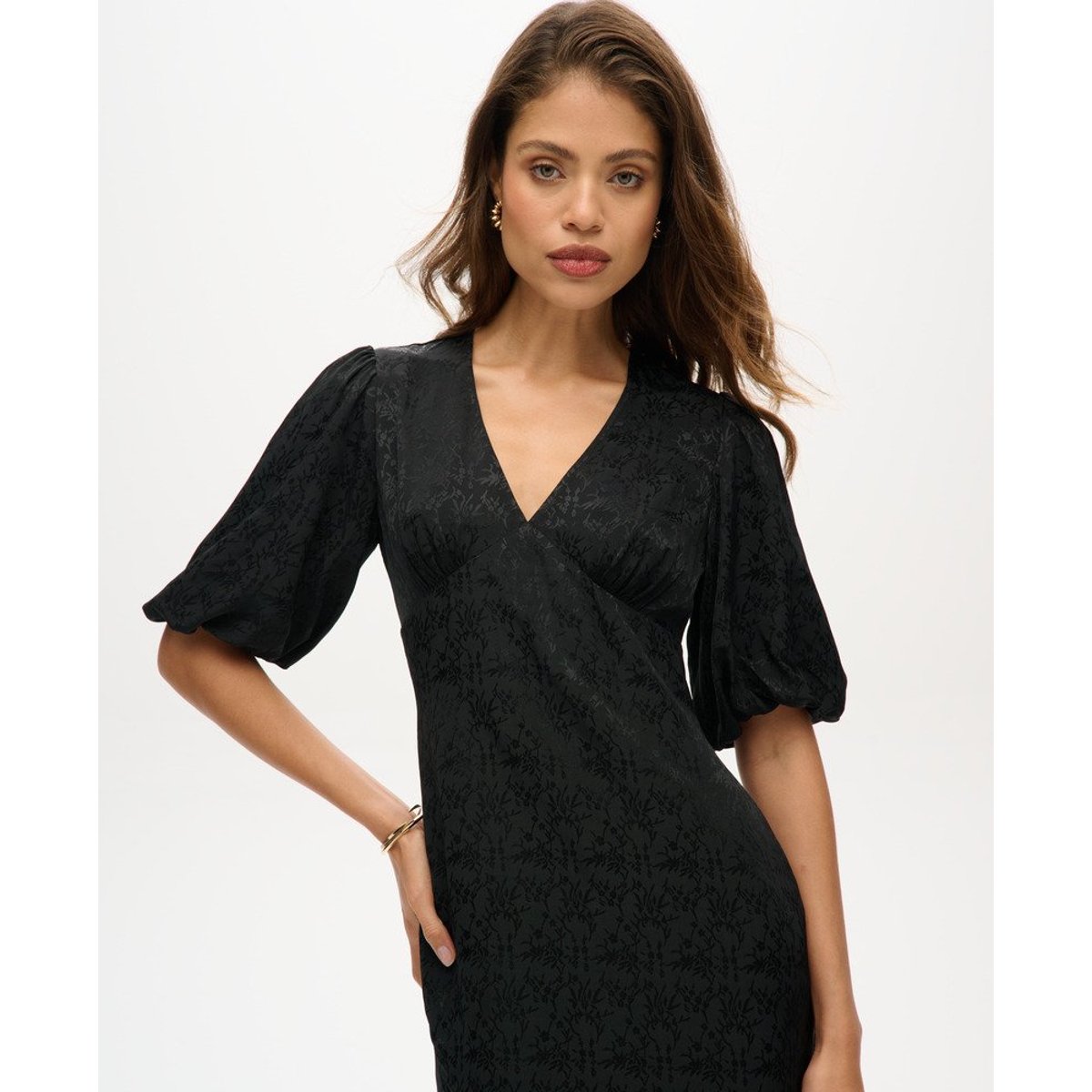 Robe mi-longue à manches courtes noir, SUPERDRY