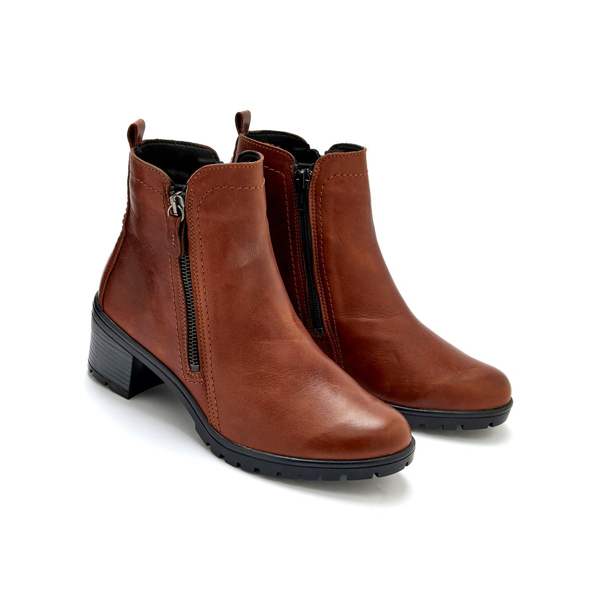 Boots dessus cuir marron, PEDICONFORT