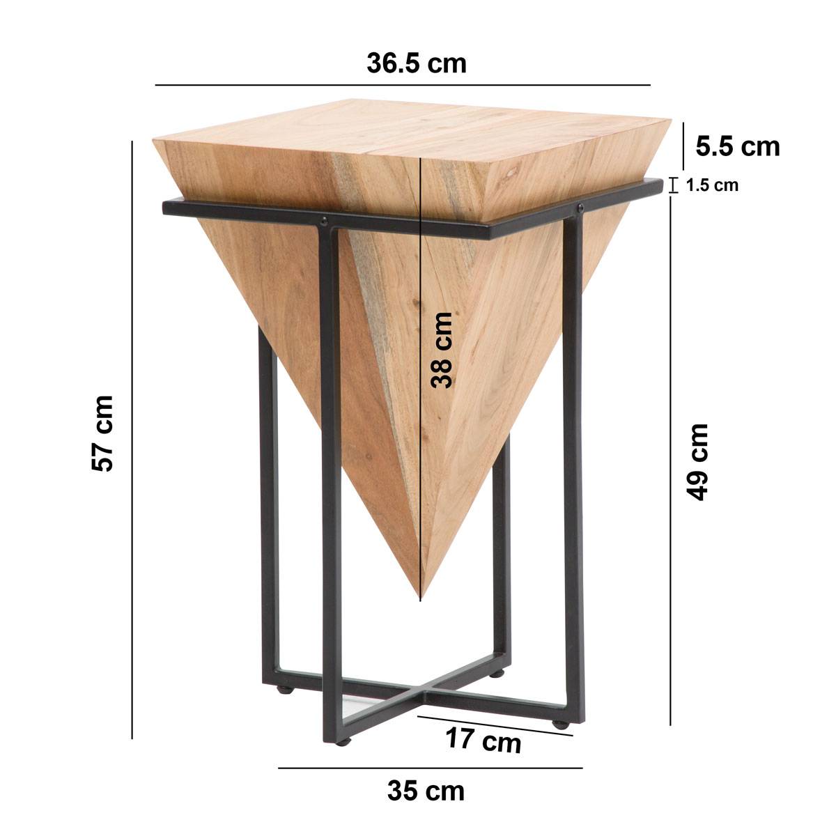 Bout de canapé en bois d'acacia ROMÉO noir, MADE IN MEUBLES