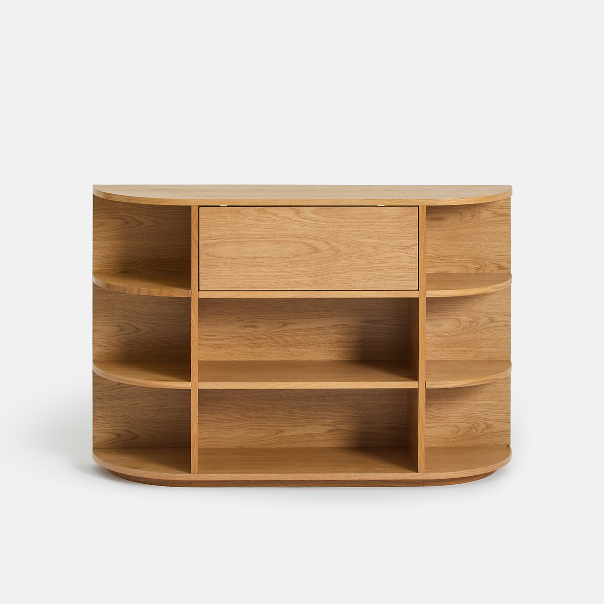 Maddy Oak Veneer Console Table with 1 Flap Door and 8 Compartments oak, LA REDOUTE INTERIEURS