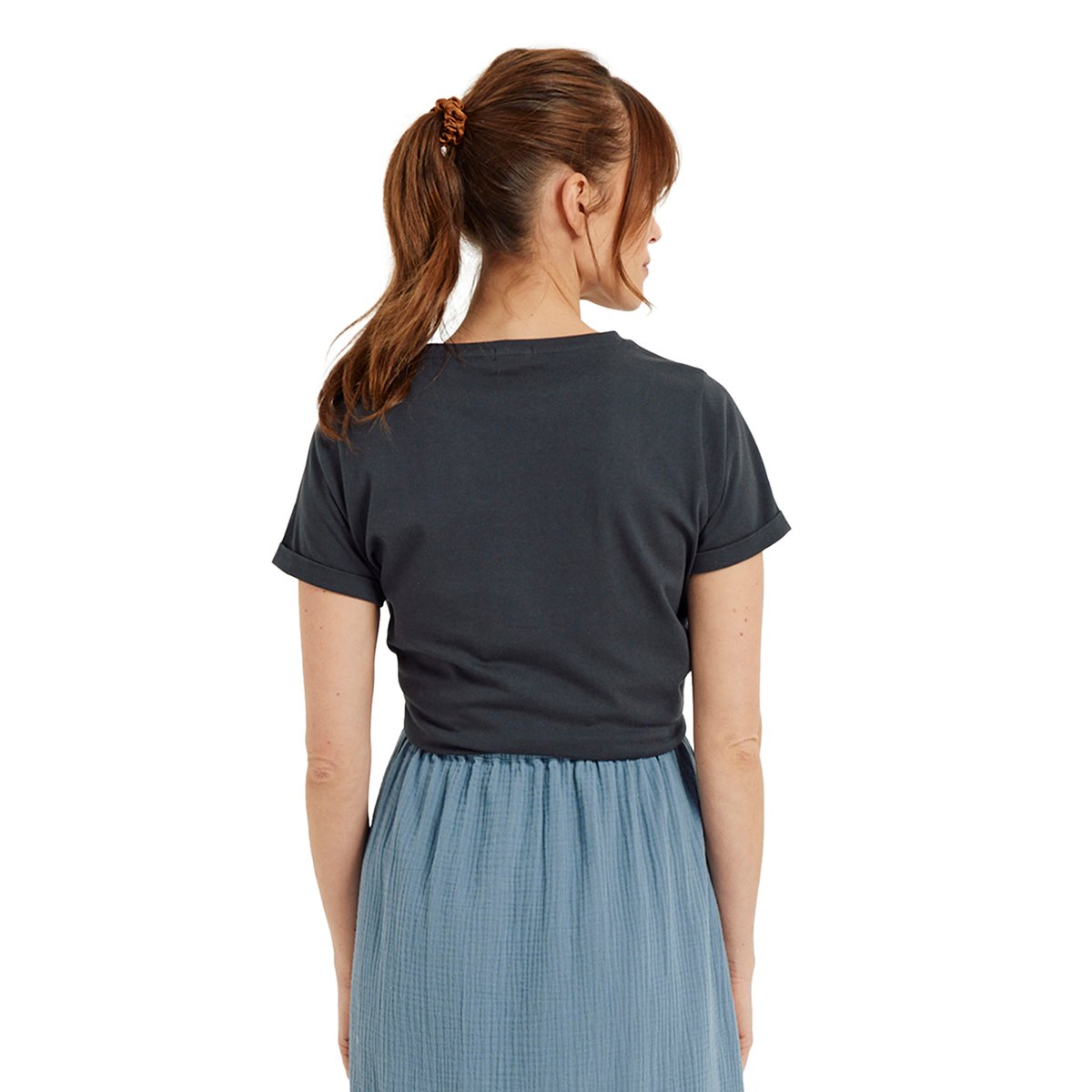 Tee-shirt grossesse et allaitement à message en coton bio gris fonce uni avec decor, VERTBAUDET