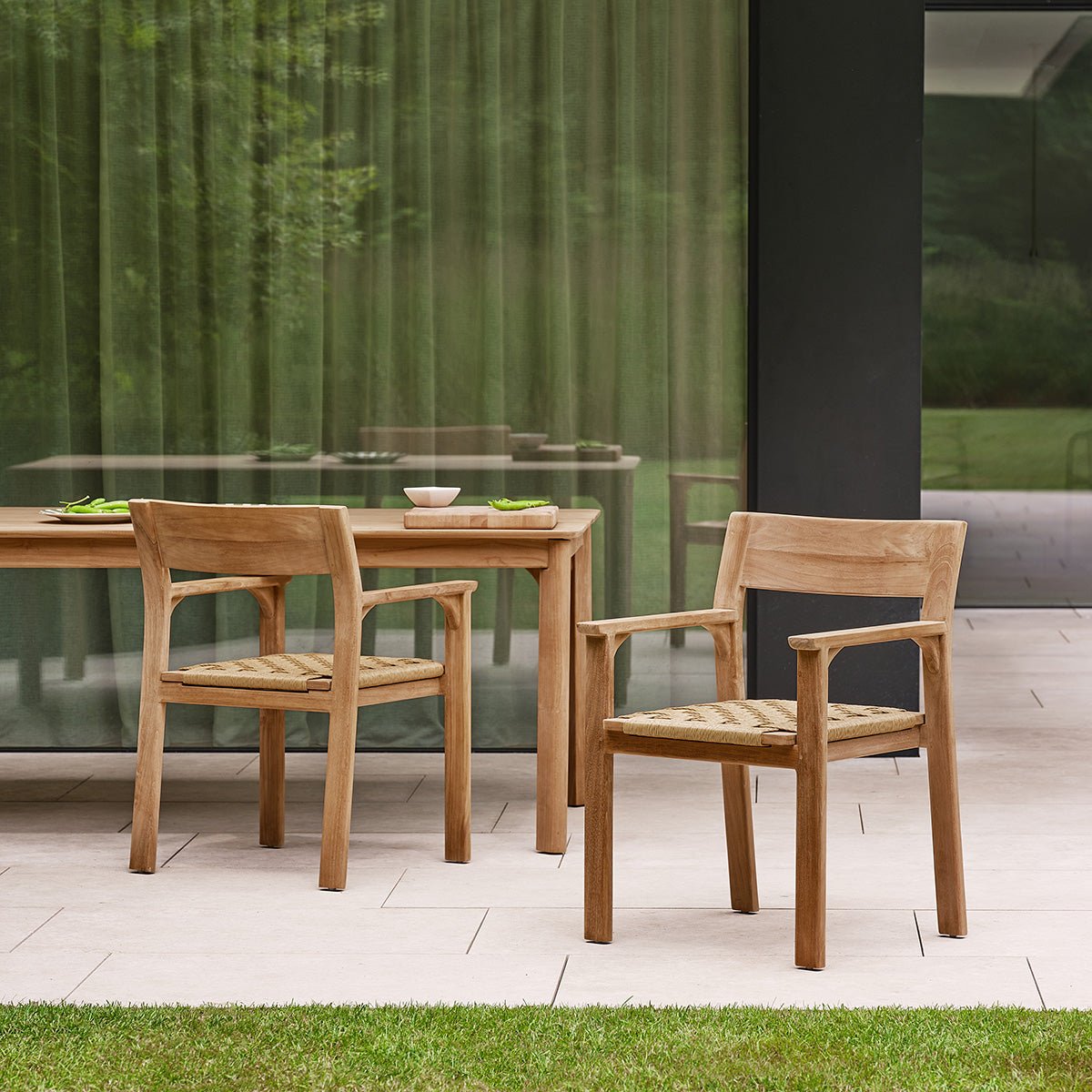 Salon de jardin en teck et rotin 4 personnes  PIANA naturel, BERAH GETAH