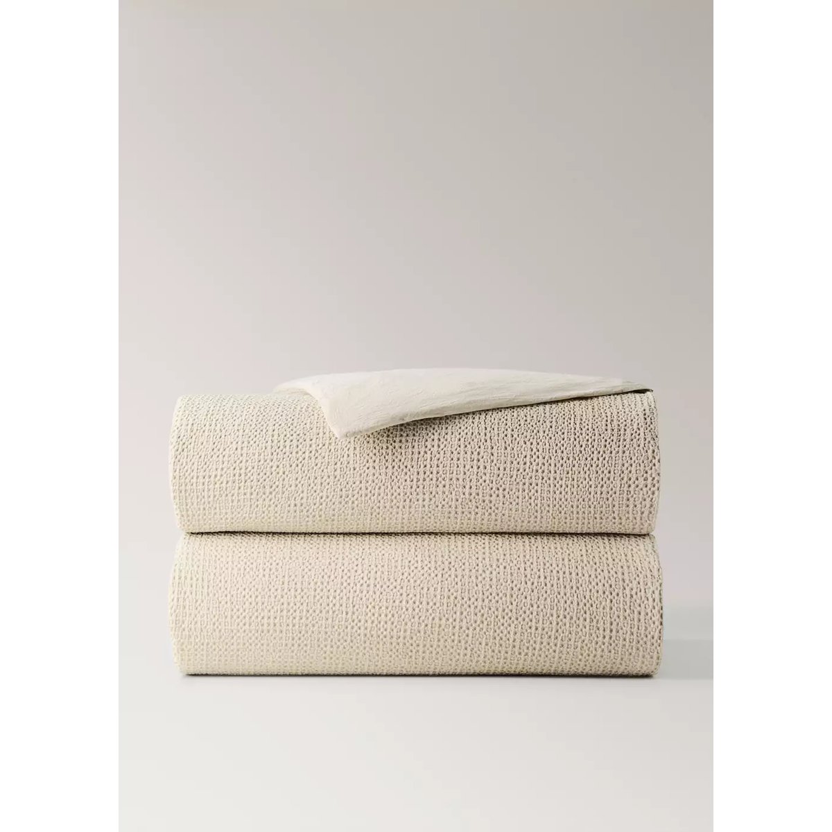 Housse de couette coton gaufré garment-dyed lit 180/200 cm beige, MANGO HOME