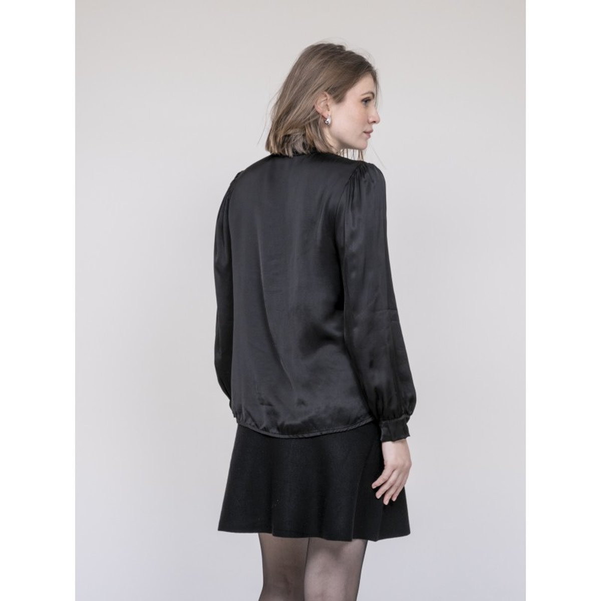 Chemise Satinée Odina noir, DONA LISA