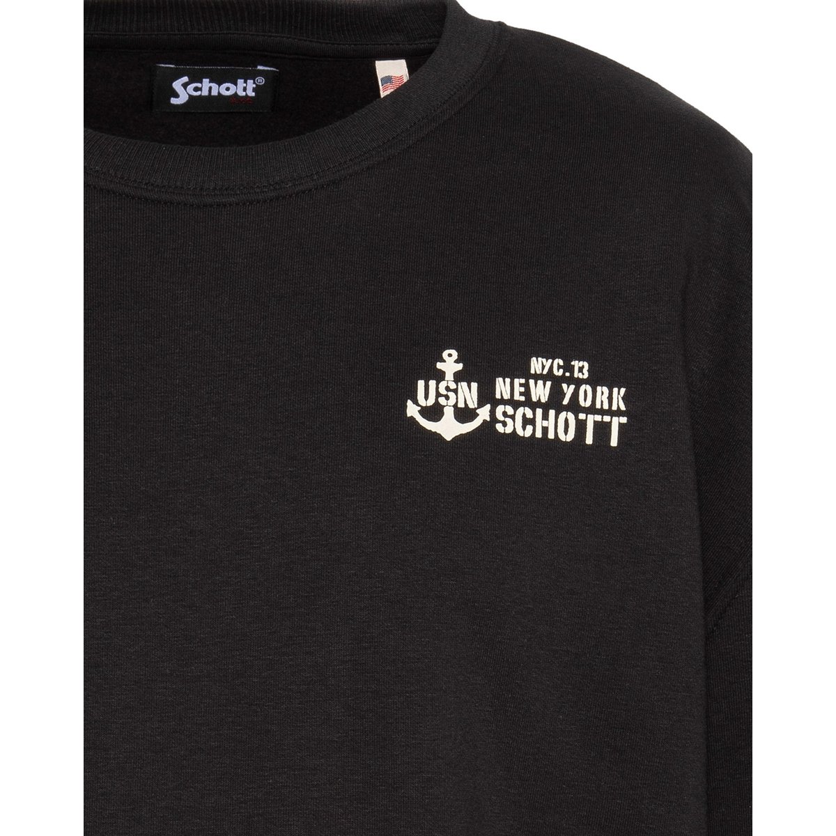Sweatshirt col rond noir, SCHOTT