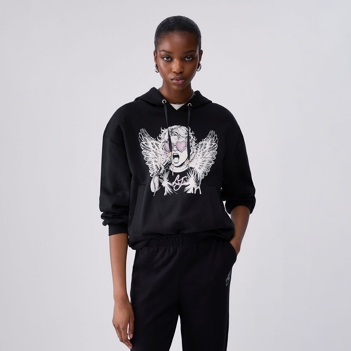 Sweat à Capuche avec Imprimé noir, LIU JO