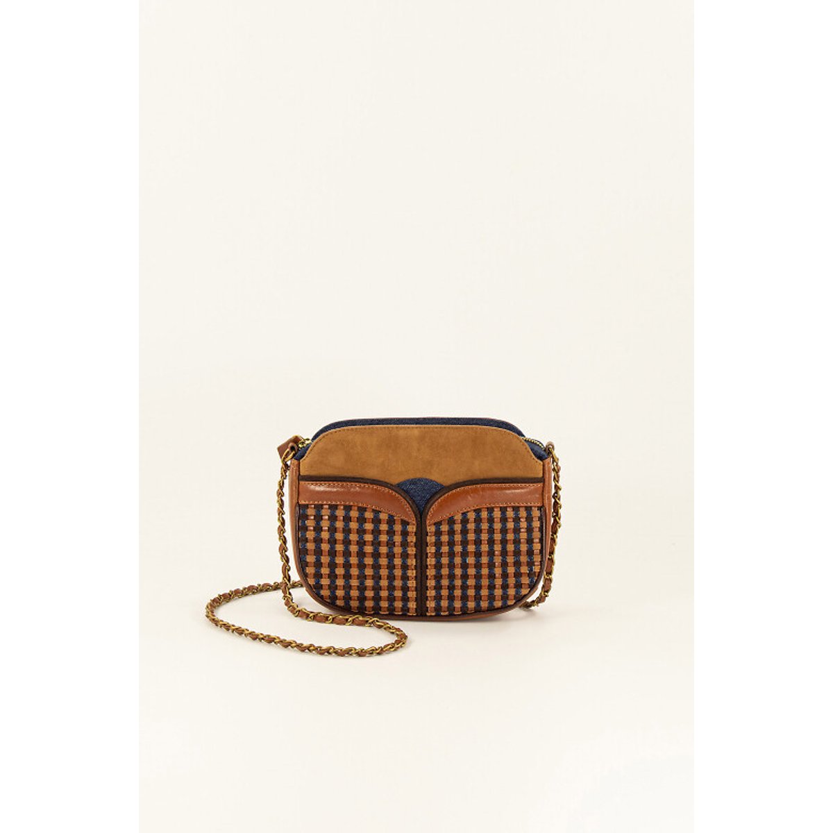 Sac à bandoulière en cuir, DIVINE camel/marine, SESSUN