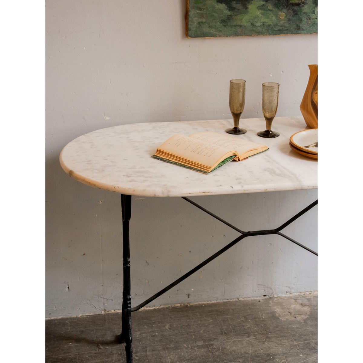 Table à manger en marbre et métal Romy N°1515 - Bon état blanc, DEBONGOUT