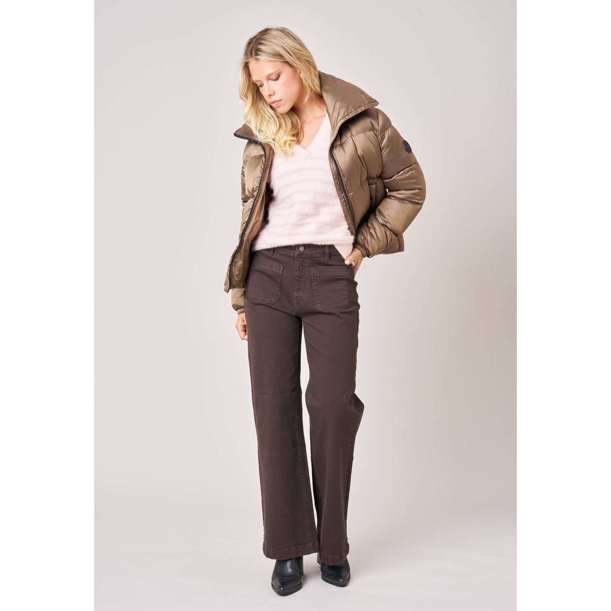 Doudoune courte femme GASSIE taupe, DEELUXE