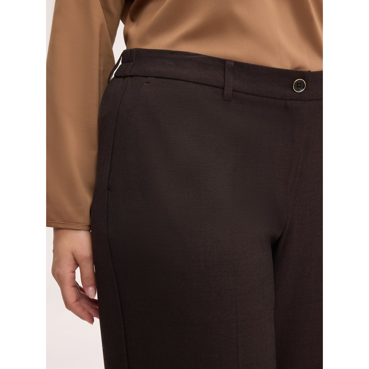 Pantalon Wide Leg à pli marqué marron, FIORELLA RUBINO