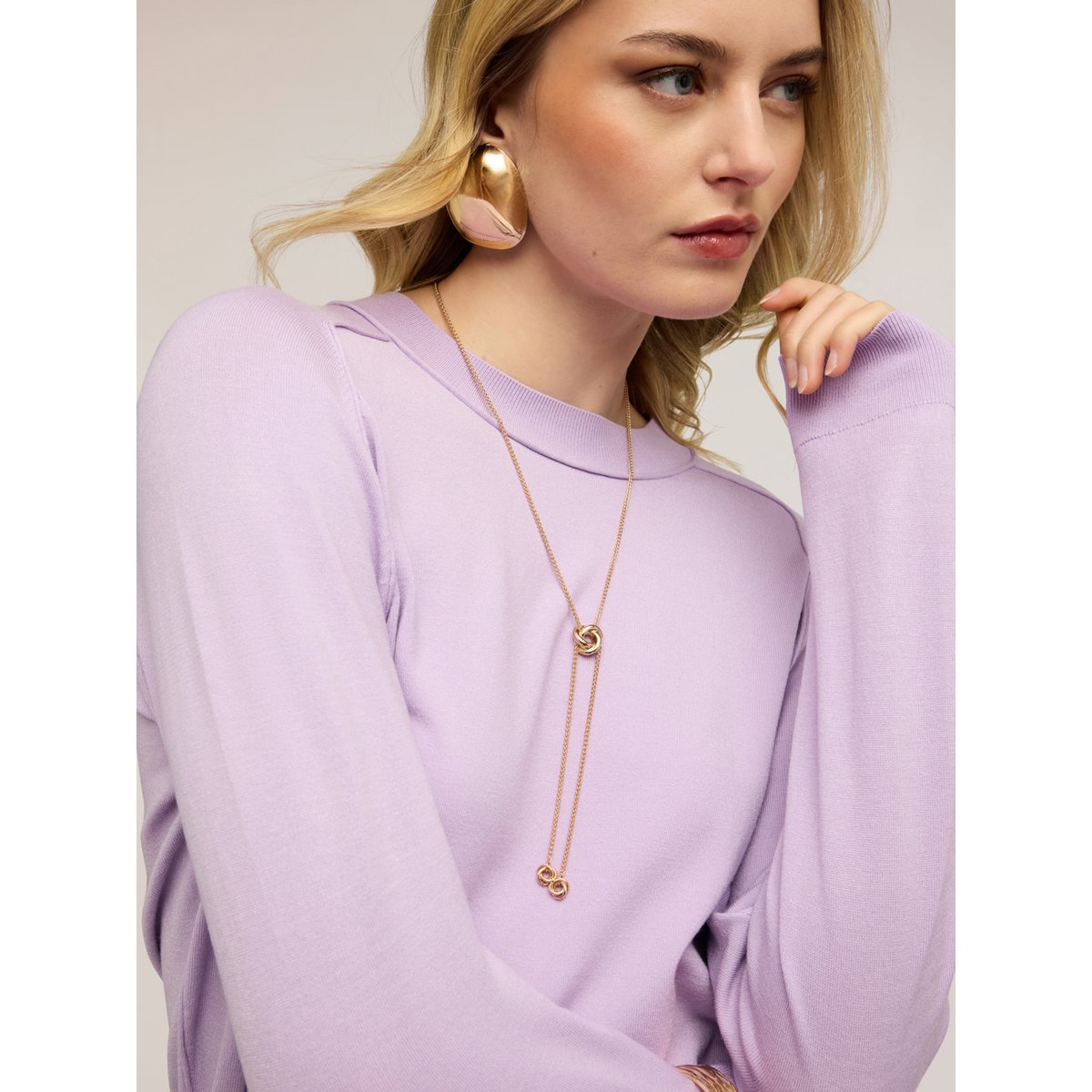 Pull à rayures en mélange de viscose violet, MOTIVI