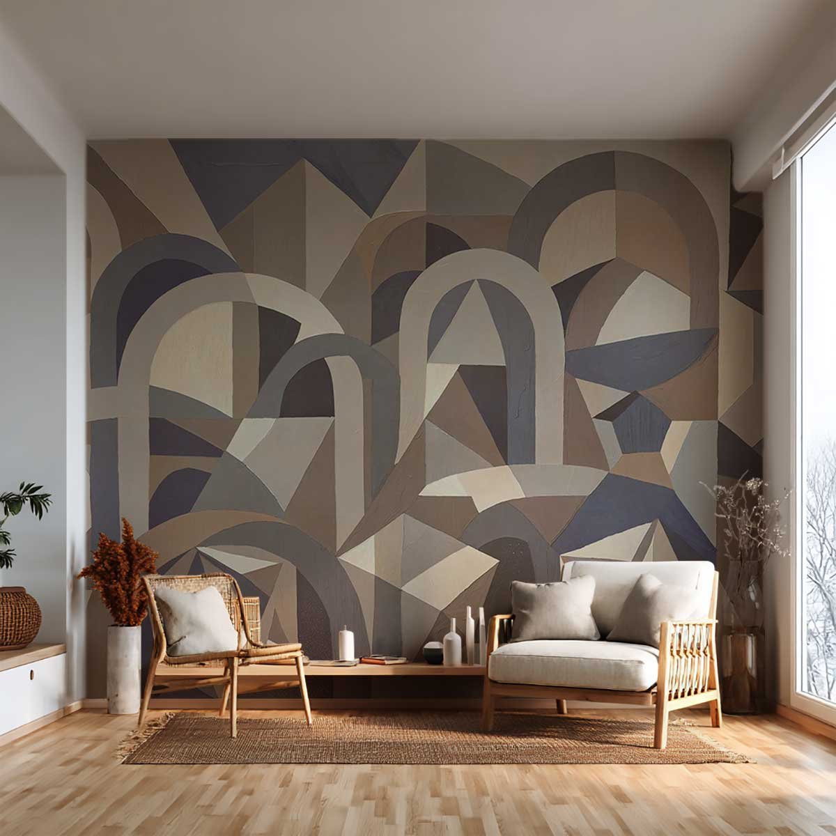 Papier peint Architectura Beige bleu, HEXOA