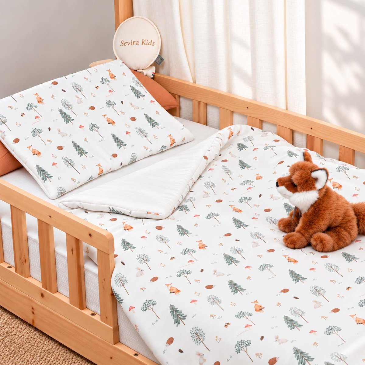 Couette et oreiller - prêt à dormir en satin de coton GALLINA écru, SEVIRA KIDS
