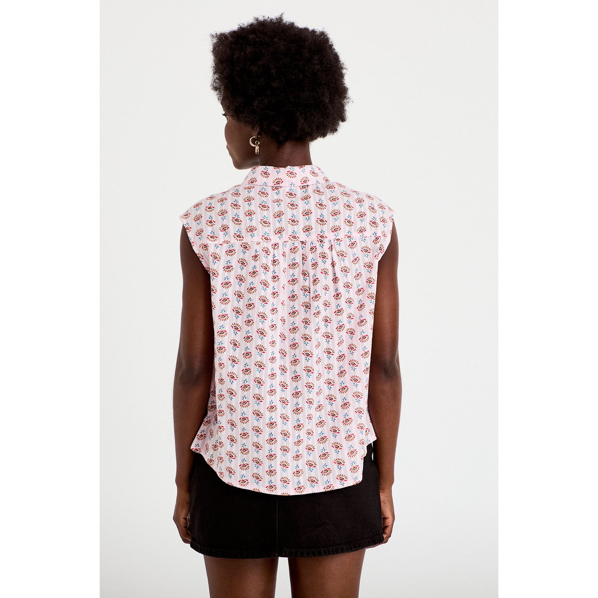 Chemise ample sans manches col classique rose, CACHE CACHE
