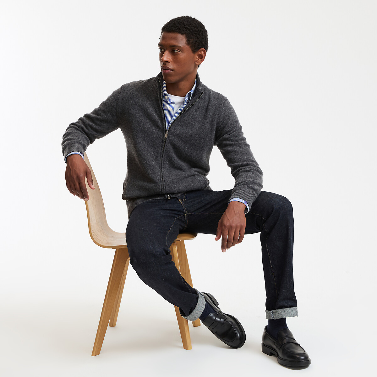 Gilet en lambswool gris chiné, LA REDOUTE COLLECTIONS