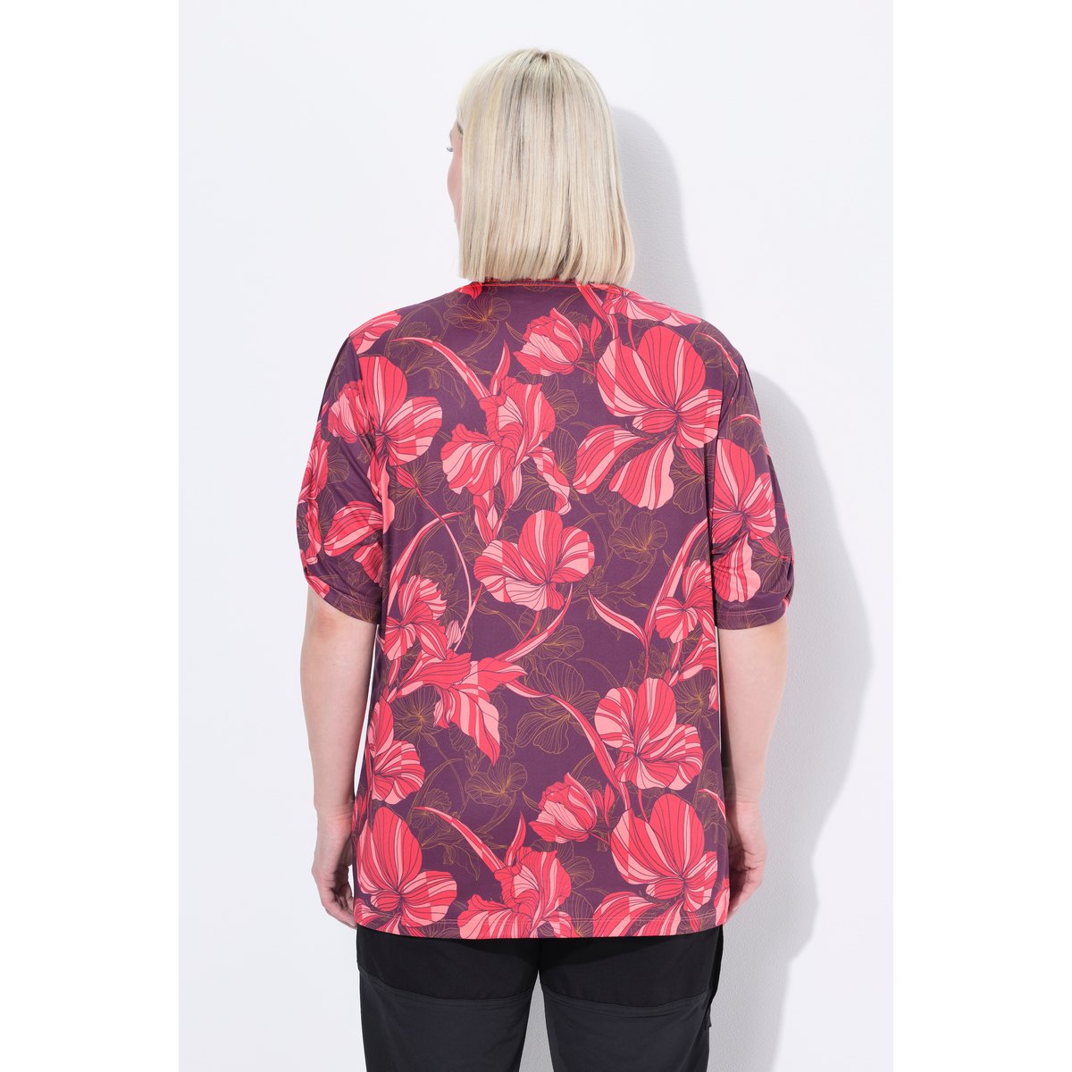 T-shirt technique à fleurs cerise noire, ULLA POPKEN