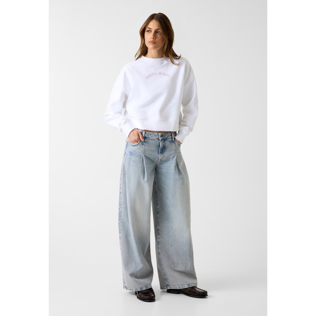 Sweatshirt Cropped blanc, GUESS JEANS