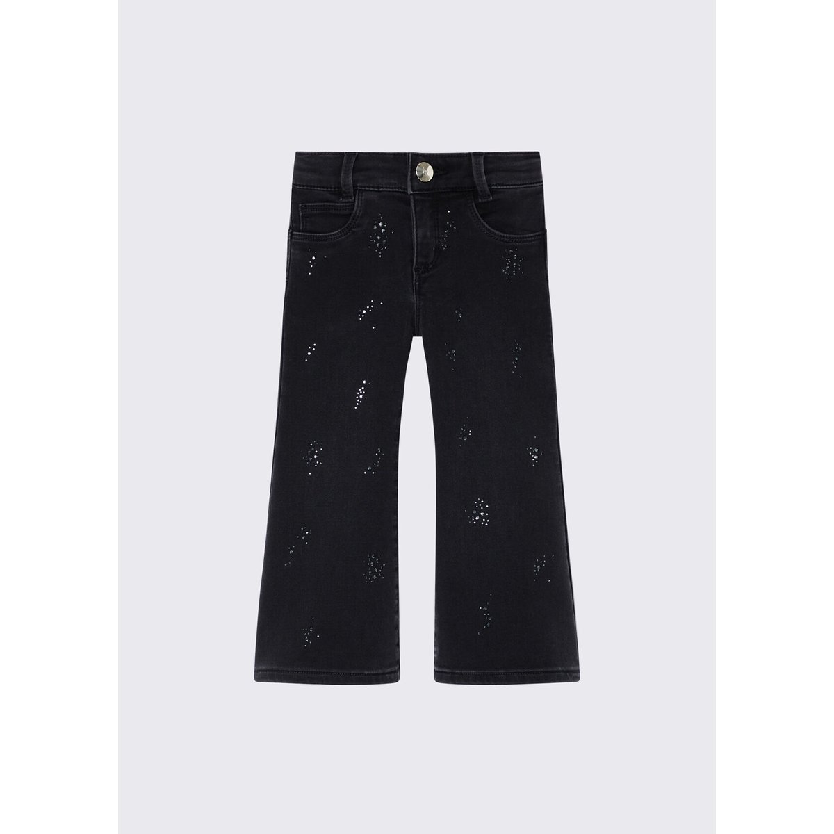 Pantalon flare avec strass denim noir, LIU JO