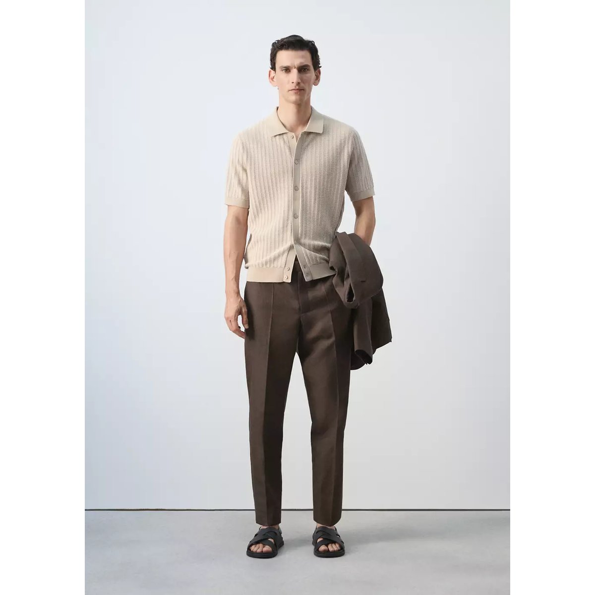 Chemise 100 % structure en maille sable, MANGO MAN