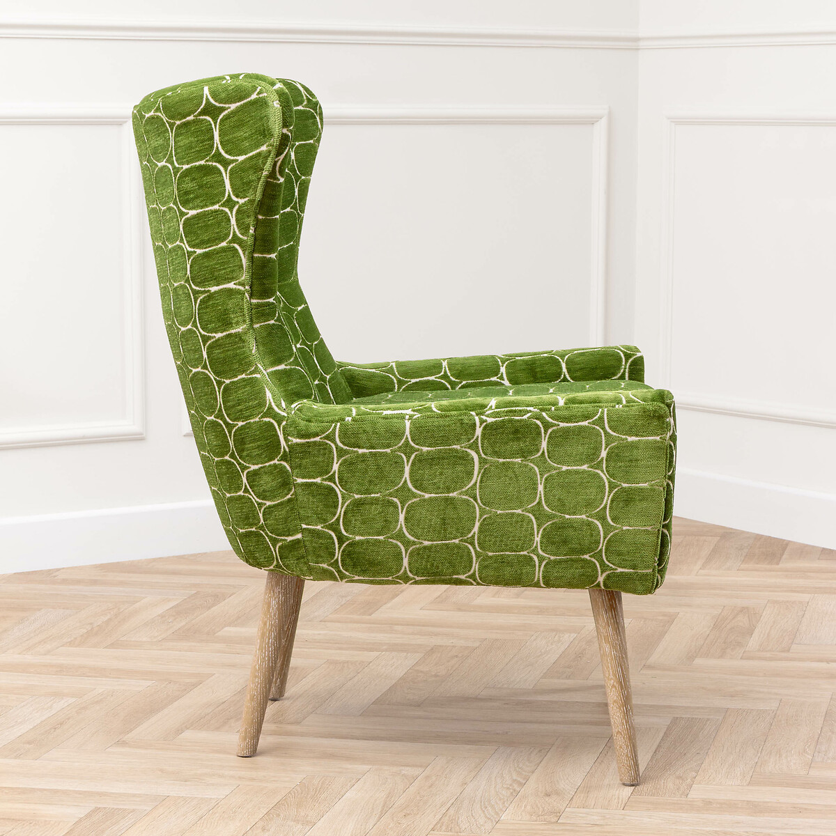 Oswald Woven Jacquard Velvet Chair olive, VOYAGE MAISON