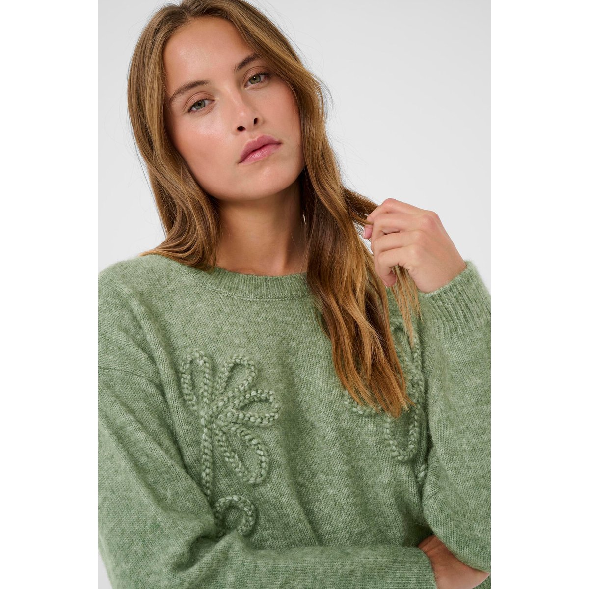Pullover tricoté vert sea spray melange, KAFFE