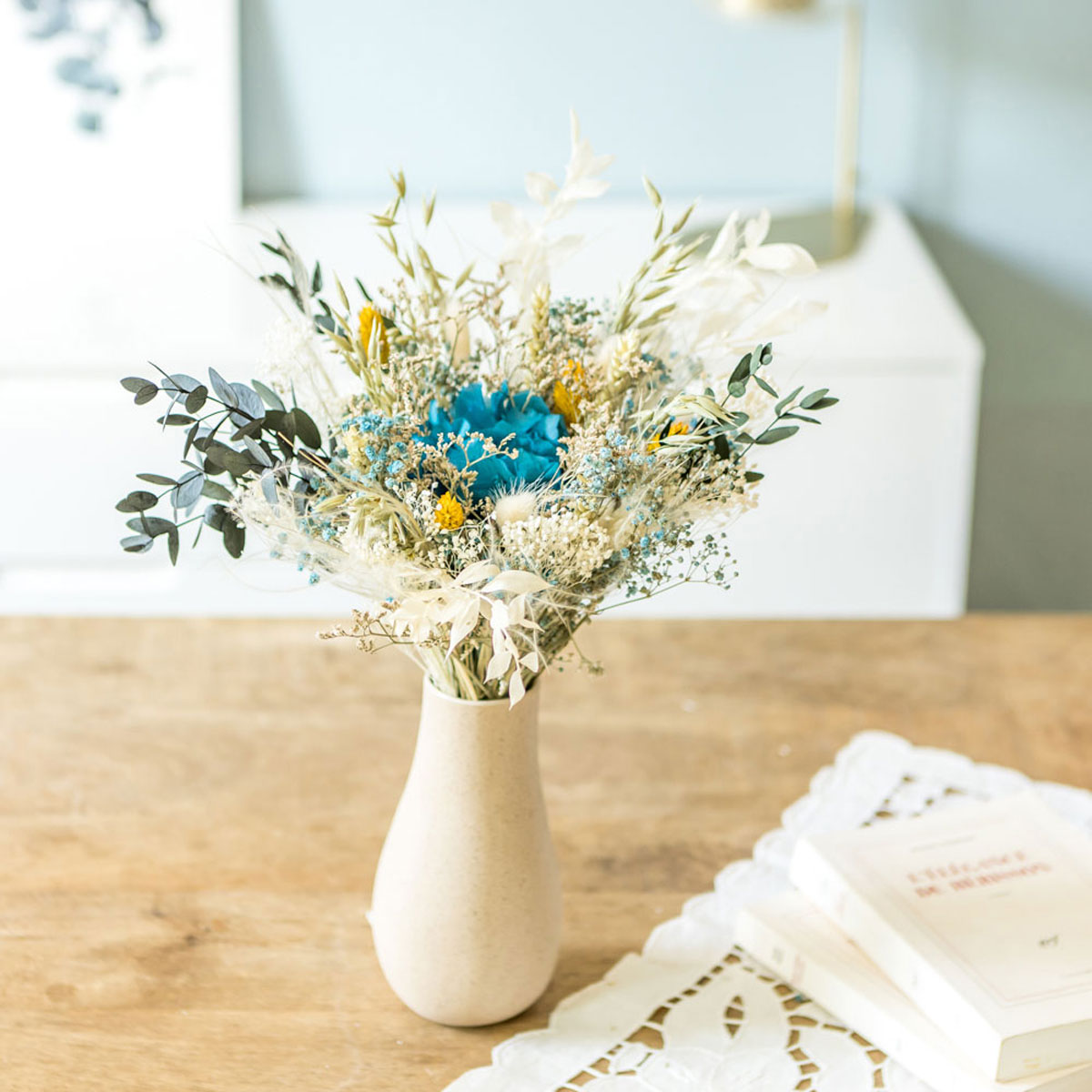 Bouquet de fleurs séchées S CHARLOTTE bleu, RECONCILIATION VEGETALE