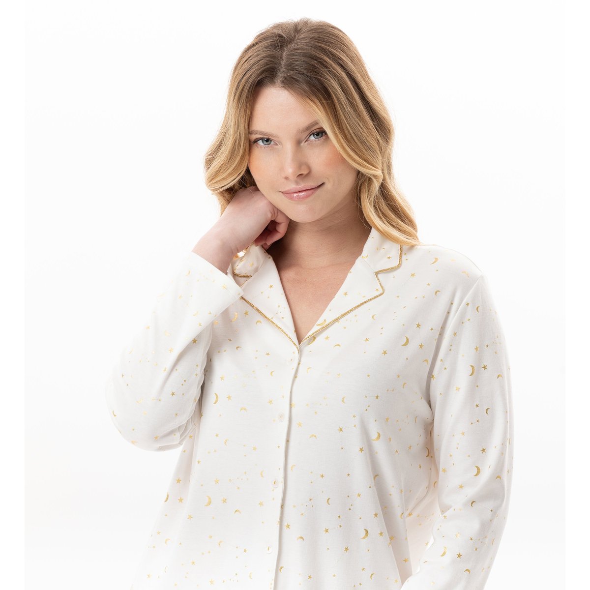 Pyjama boutonné en coton LUNA 106 ecru, LE CHAT