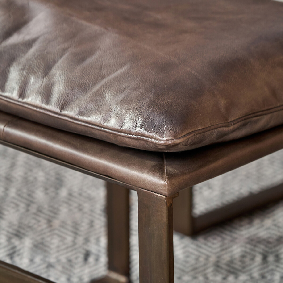 Noma Vintage Leather Accent Chair & Footstool charcoal grey, SO'HOME