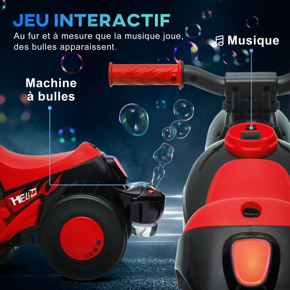 Moto électrique à conducteur assis Plastique rouge, AIYAPLAY