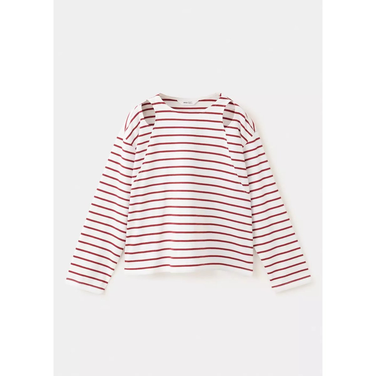 T-shirt à rayures avec découpes cut-out rouge, MANGO KIDS