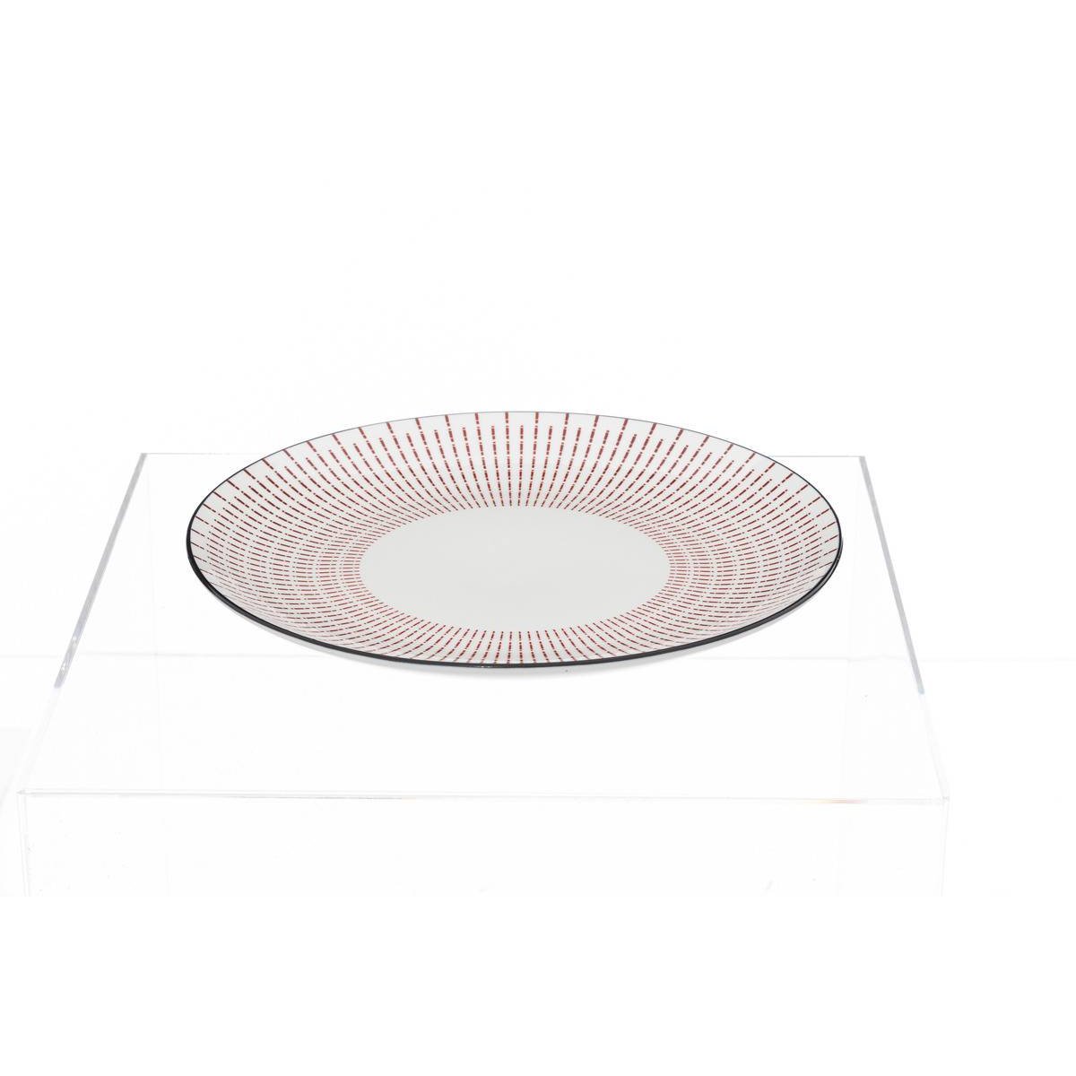 Lot de 6 assiettes en porcelaine LUNIS rouge, SECRET DE GOURMET