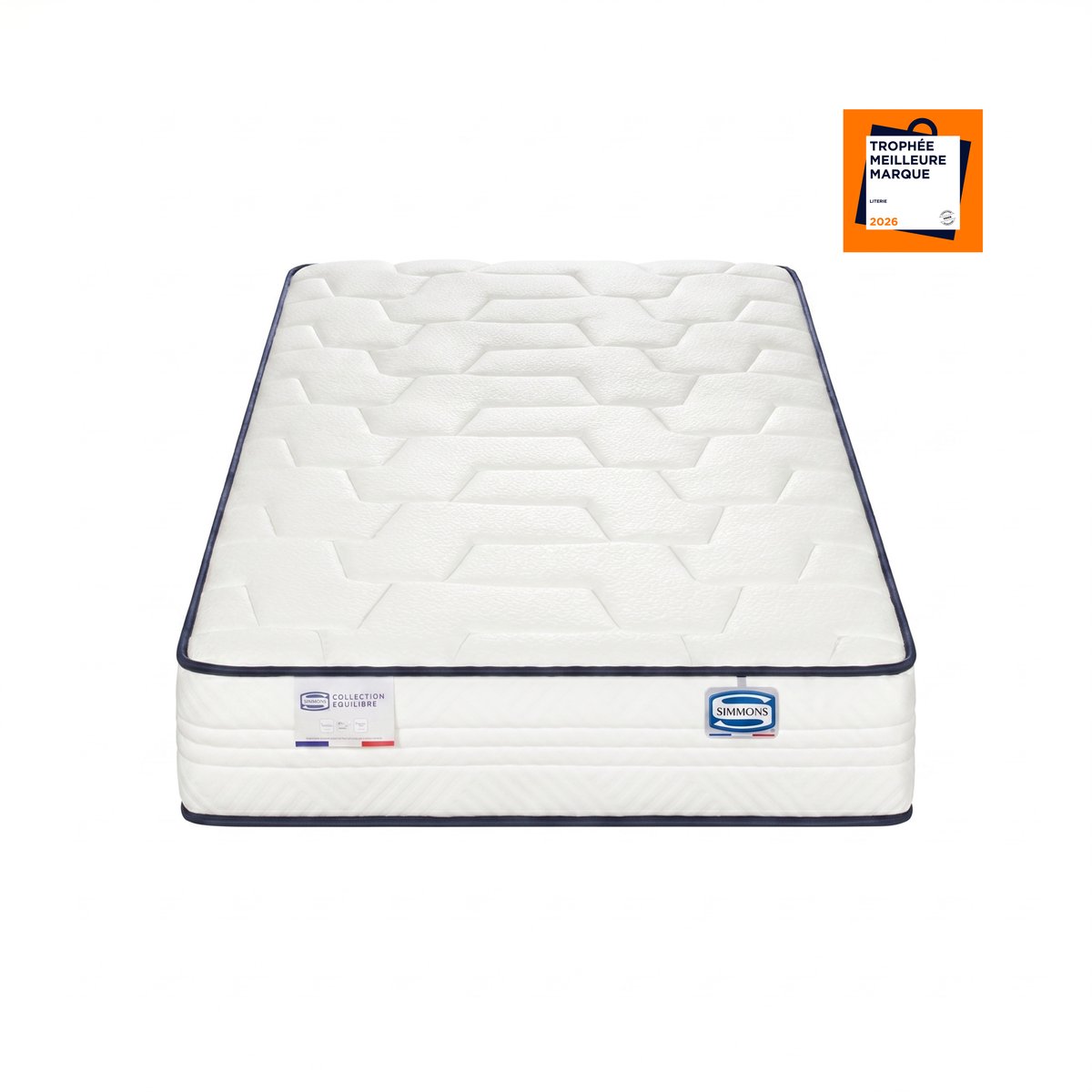 Matelas L'INTEMPOREL 140x190, ressorts ensachés, extra ferme, H24 blanc, SIMMONS