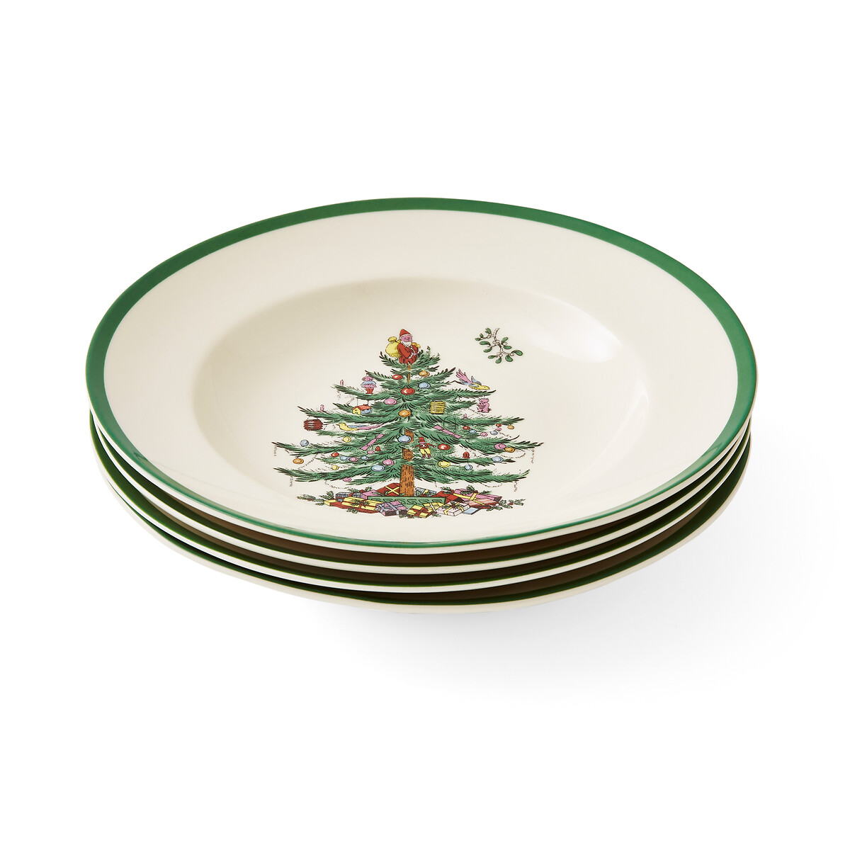 Set of 4 Christmas Tree Soup Plates white, SPODE