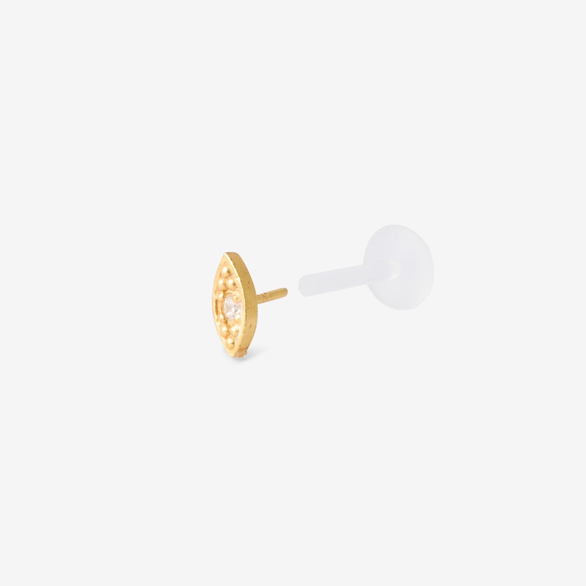 Piercing helix/tragus œil en argent garanti doré avec strass de zirconium doré, BALABOOSTE