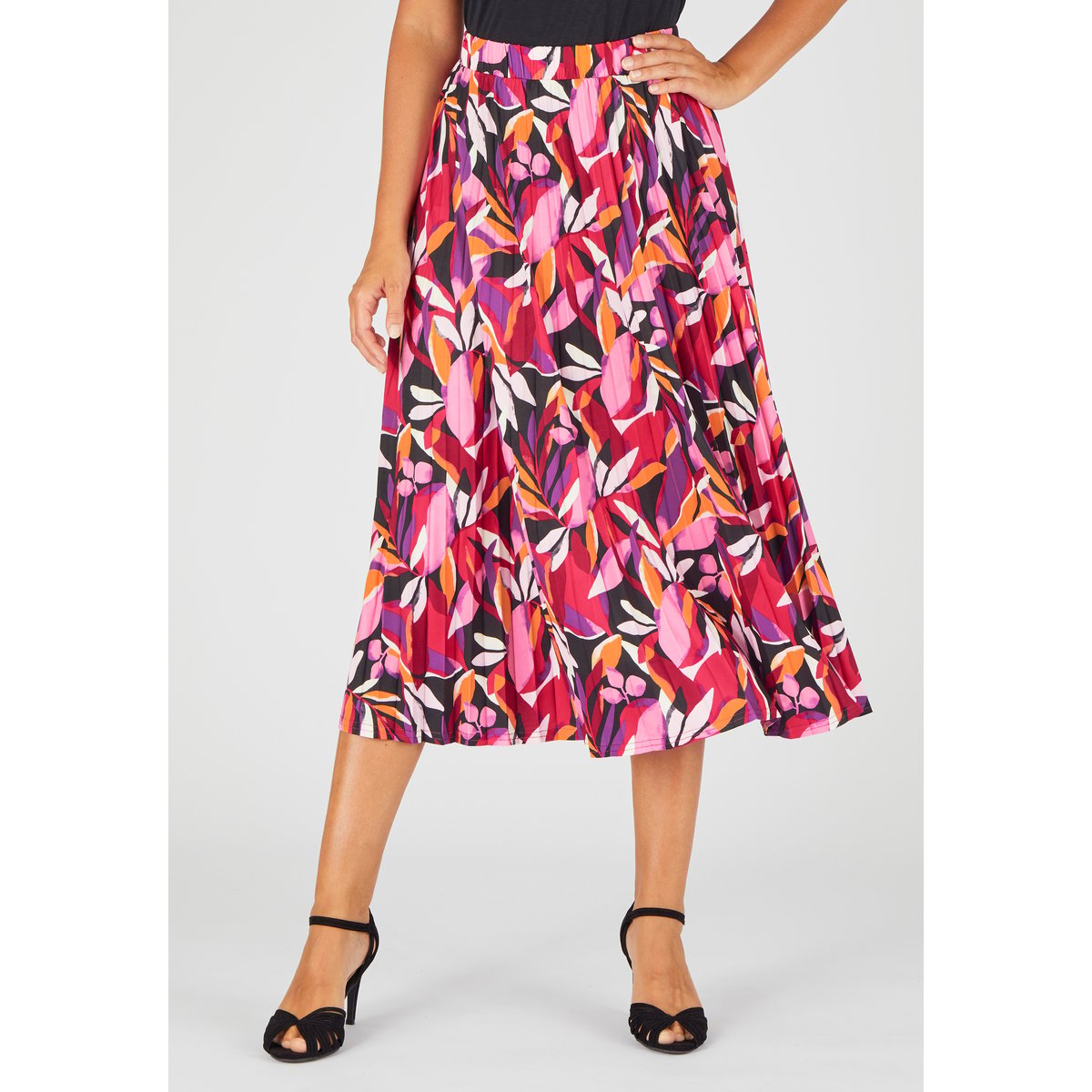 Jupe maille plissée rose tropical, DAMART