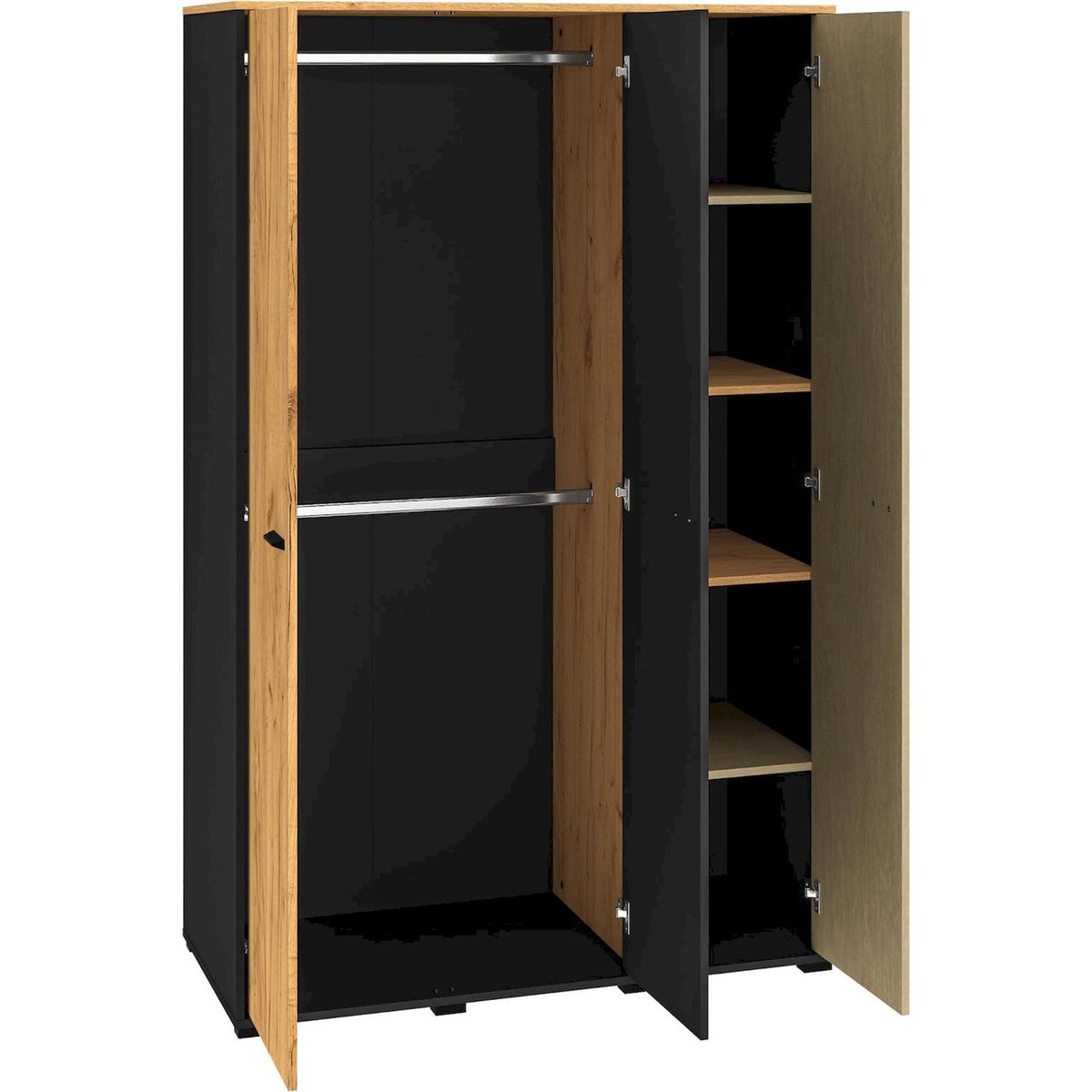 Armoire ado 3 portes industrielle COLT chêne craft doré, noir et acier, RECOLLECTION
