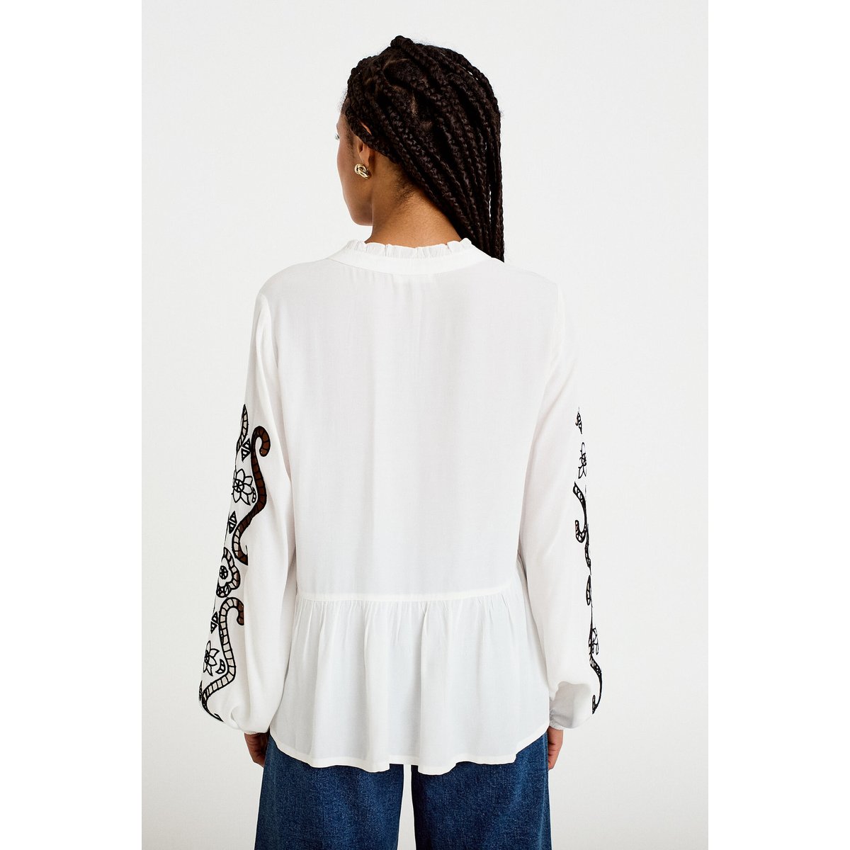 Blouse col v manches longues ecru, CACHE CACHE