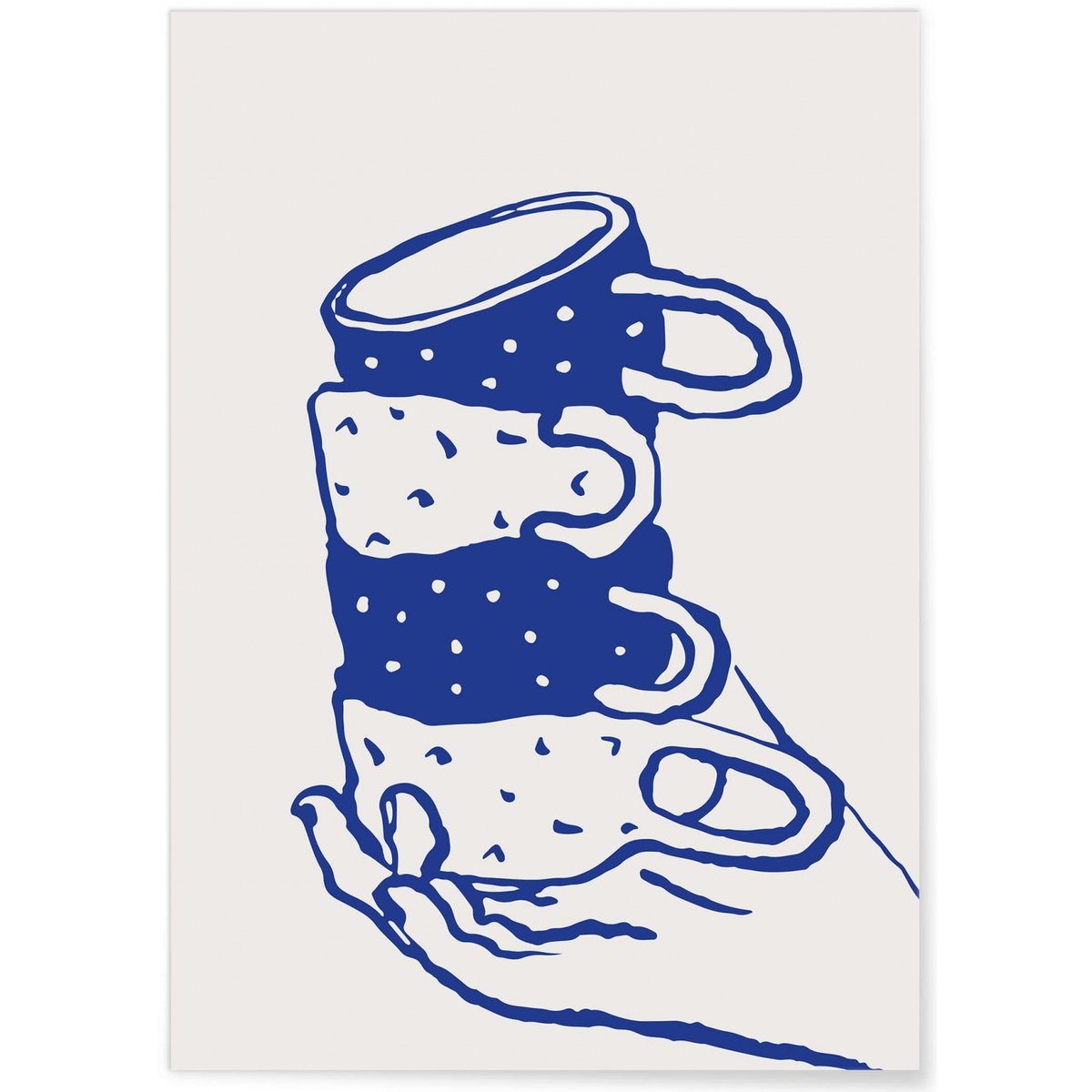 Affiche Les tasses blanc, L'AFFICHERIE