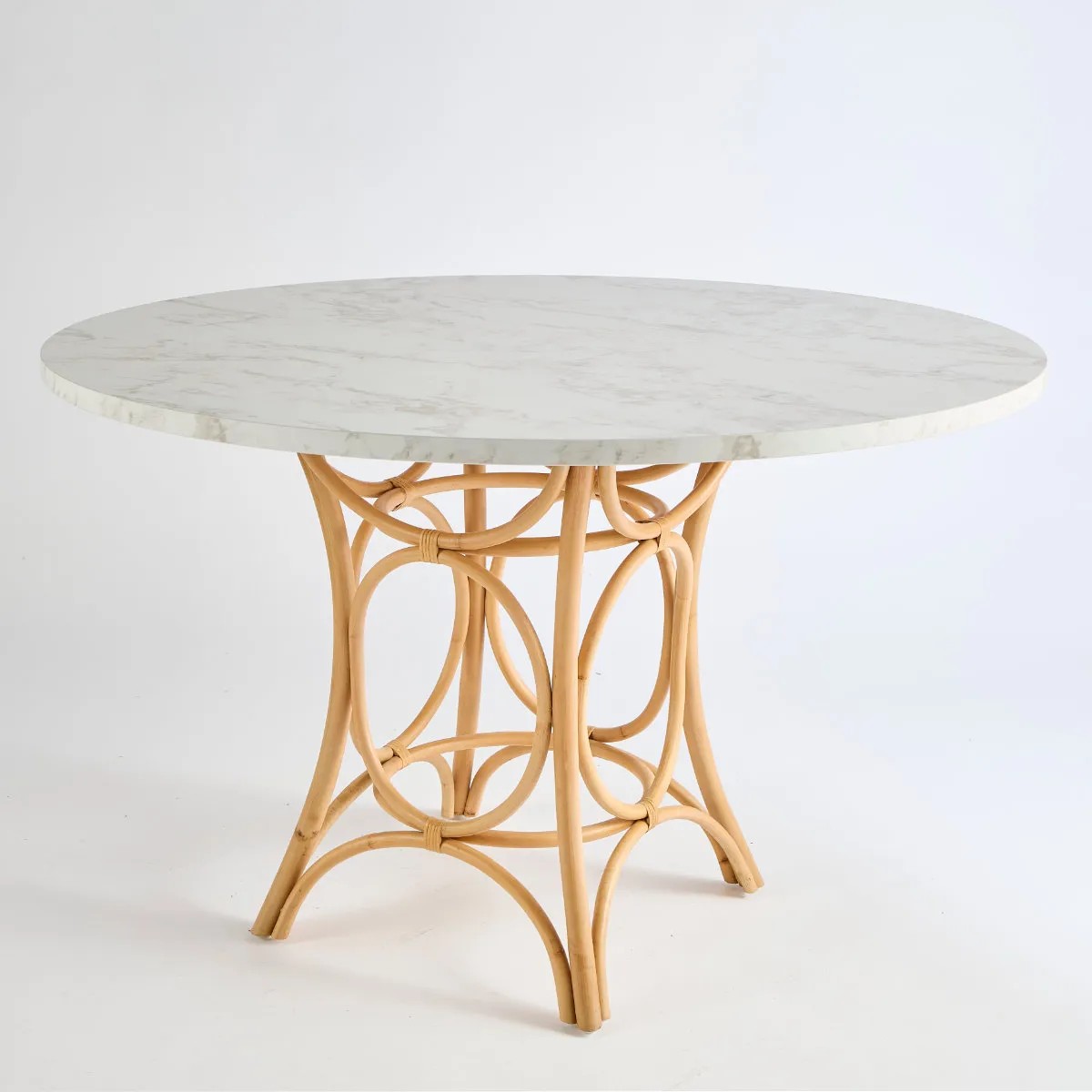 Table ronde en rotin GINGKO plateau stratifié blanc, KOK