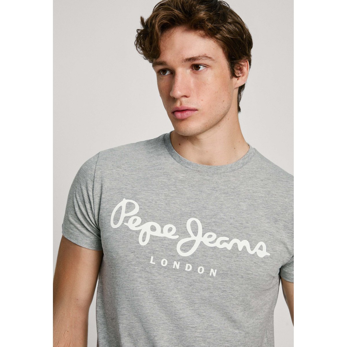 T-Shirt Coupe Slim Avec Logo gris chine, PEPE JEANS