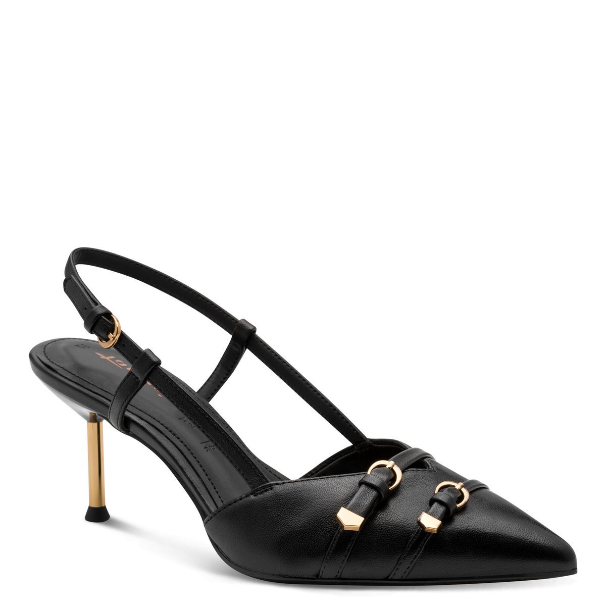 escarpin en boucle noir cuir, TAMARIS