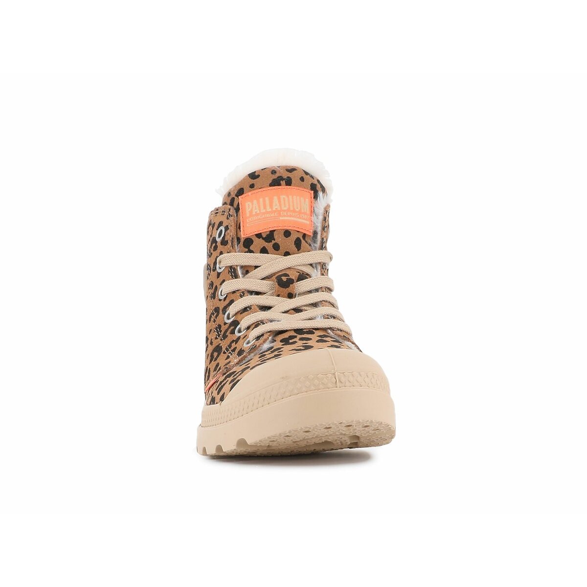 Gefütterte Leder-Schnürboots Pampa Hi Zip Wool Leo leopardenmuster, PALLADIUM