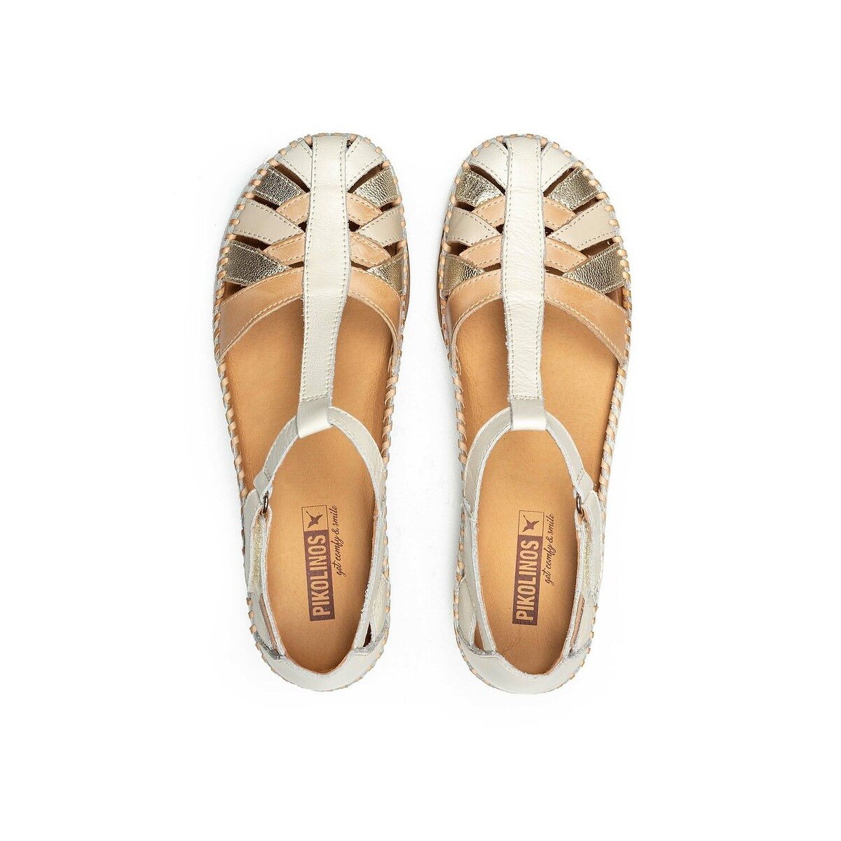 Sandales fermées en cuir Cadaques blanc, PIKOLINOS