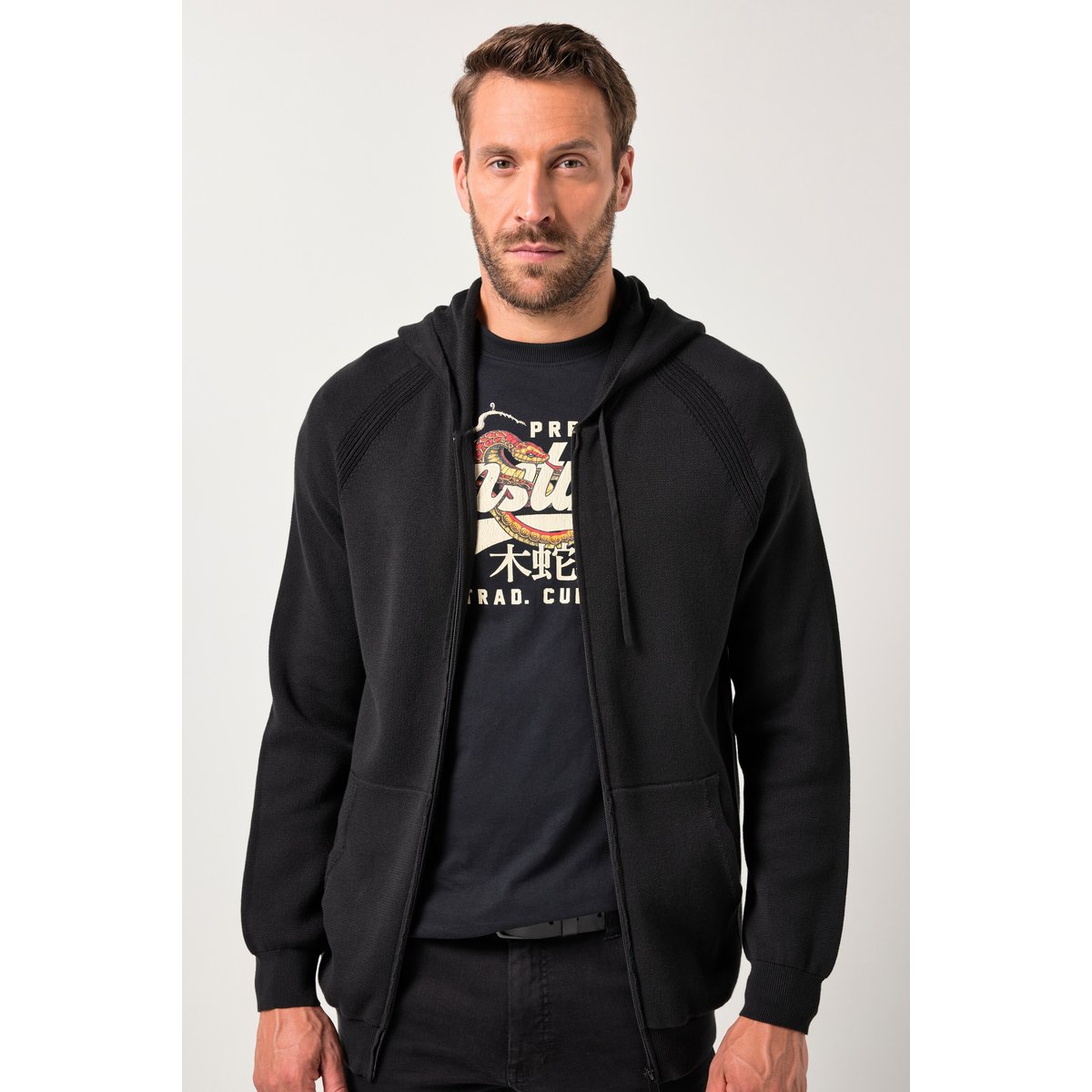 Cardigan en maille élastique noir, JP1880