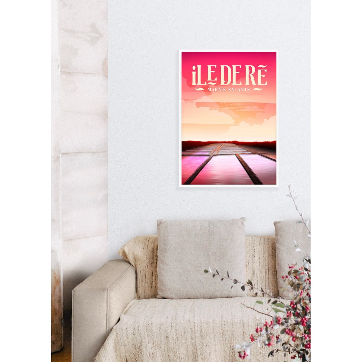 Affiche ville Île de Ré : Marais salants blanc, L'AFFICHERIE